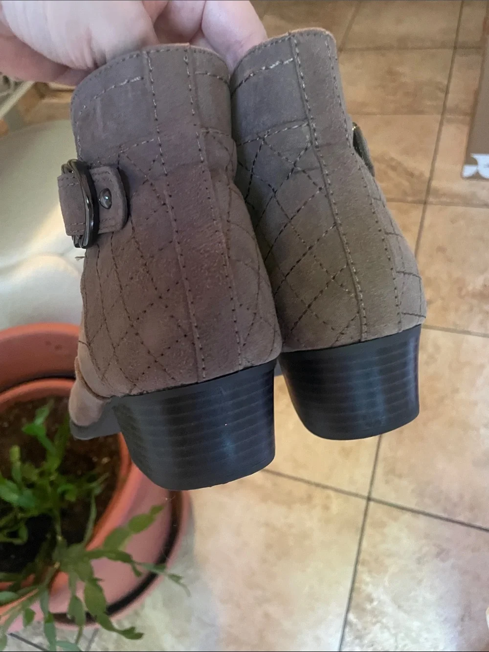 Taupe Gray Suede Ankle Booties